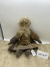 Folk Art Collectible Cloth Rag Man beard Mountain Peasant Clothing  Pioneer 14”