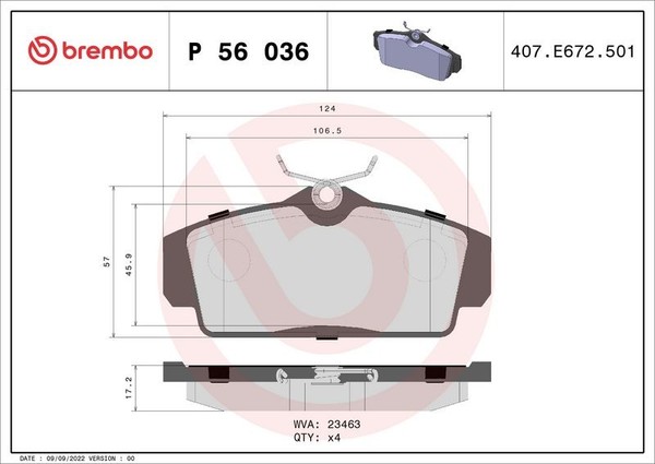 Brembo Bremsbelagsatz, Scheibenbremse P 56 036 FüR Nissan-image