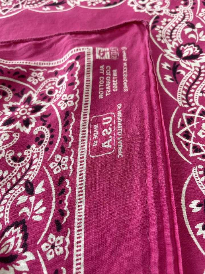 Vintage Bandana Lot Orange Fuchsia Pink Made in USA All Cotton Paris Rn 13960 - Image 4 of 4