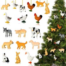 24 Pcs Christmas Farm Animal Ornament for Tree 3D Hanging Decoration