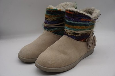 LAMO Jacinta Southwest Boots Beige Suede Zip Faux Fur Womens Size 7