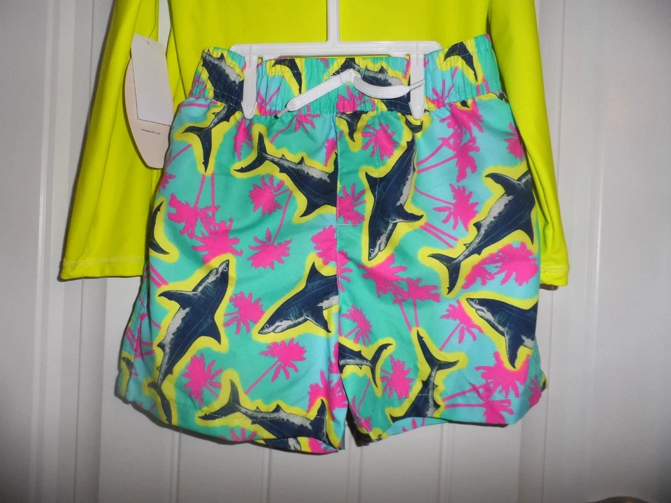 Adorable Ocean Pacific Niños Talla 4 Tiburón Bañador Amarillo Conjunto Camisa de Natación Nuevo con Etiquetas Foto 4 de 4
