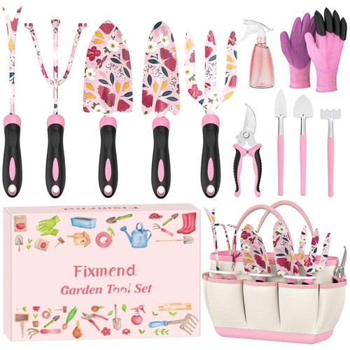 Fixmend Gardening Gifts for Women, 12Pcs Garden Tools Set with Flower Print