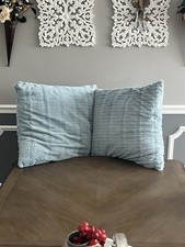 Beautiful Set Of Ice Blue 22  x22  Ribbed Throw Pillows