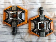 Crank Brothers Double Shot 2 Alloy Bike Pedals - Orange / Black Clipless - USED