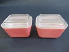 Two Vintage Pyrex Pink 501-C Refrigerator Dish with Glass Lids USA