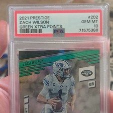 2021 Panini Prestige Zach Wilson 202 Green Xtra Points PSA 10 (ERROR CARD)