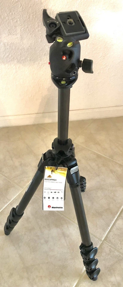 Manfrotto 055CXPRO4 Pro Carbon Fiber Tripod, Manfrotto Ballhead - MINT -UN-USED! - Image 3 of 4