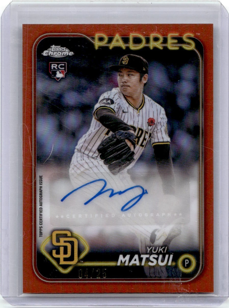 2024 Topps Chrome Update Orange Refractor Yuki Matsui /25 Auto Rookie RC #AC-YM