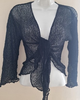 Bali Damen-Cardigan Einheitsgröße Stretch-Netz zum Binden schwarz