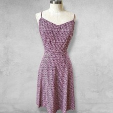 Old Navy Rayon Sundress Womens L Maroon Summer Beach Dress Tribal Smocked Flare