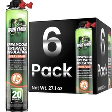 Sprayman Spraycoat Fire Rated Closed Cell Insulation Foam 27.1oz 6 Pack  No Gun