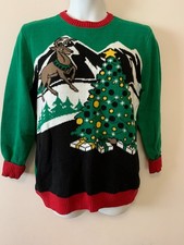 Awesome Sz XL Christmas Sweater Holiday Sweater Reindeer Christmas Tree