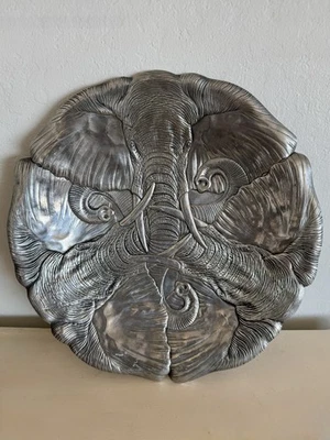 VTG Arthur Court Aluminum Elephant Platter Serving Tray 15" Round Safari 1987 - Image 1 of 4