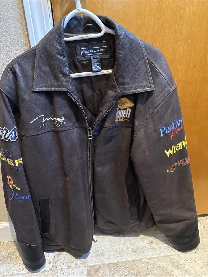 2006 Roper Leather NFR Rodeo Contestants Jacket Size Large - Image 2 of 2