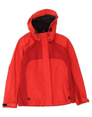 JACK WOLFSKIN Womens Hooded Rain Jacket UK 10 Small  Red Colourblock AK12