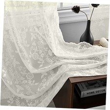 Lace Curtains for Living Room - Country Branch 52"W x 96"L Pack of 2 Ivory