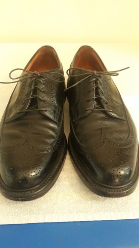 Vintage Florsheim Imperial Wing Tip 5 Nail V Cleat 92604 Sz 10 D black leather