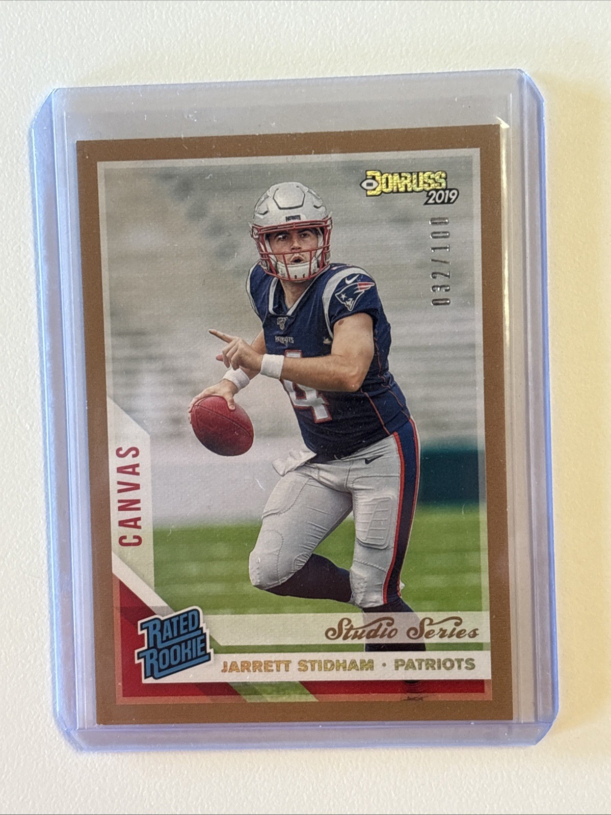 2019 Panini Donruss Rated Rookie Jarrett Stidham #307 Canvas Studio Series /100
