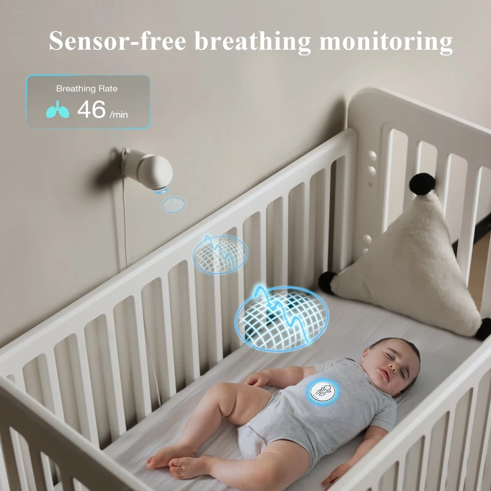Monitor de cámara para bebé Sense-U 2.5K PTZ con movimiento de respiración para dormir sin sensores Foto 3 de 4