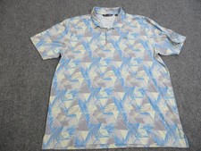 Travis Mathew Polo Shirt Mens 2XL Gray Blue Palm Print Golf Pima Performance