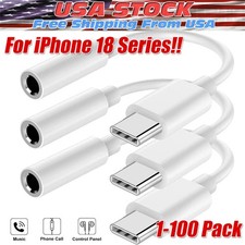 USB-C Type C to 3.5mm AUX Headphone Jack Adapter Lot For iPhone 18 17 16/Android