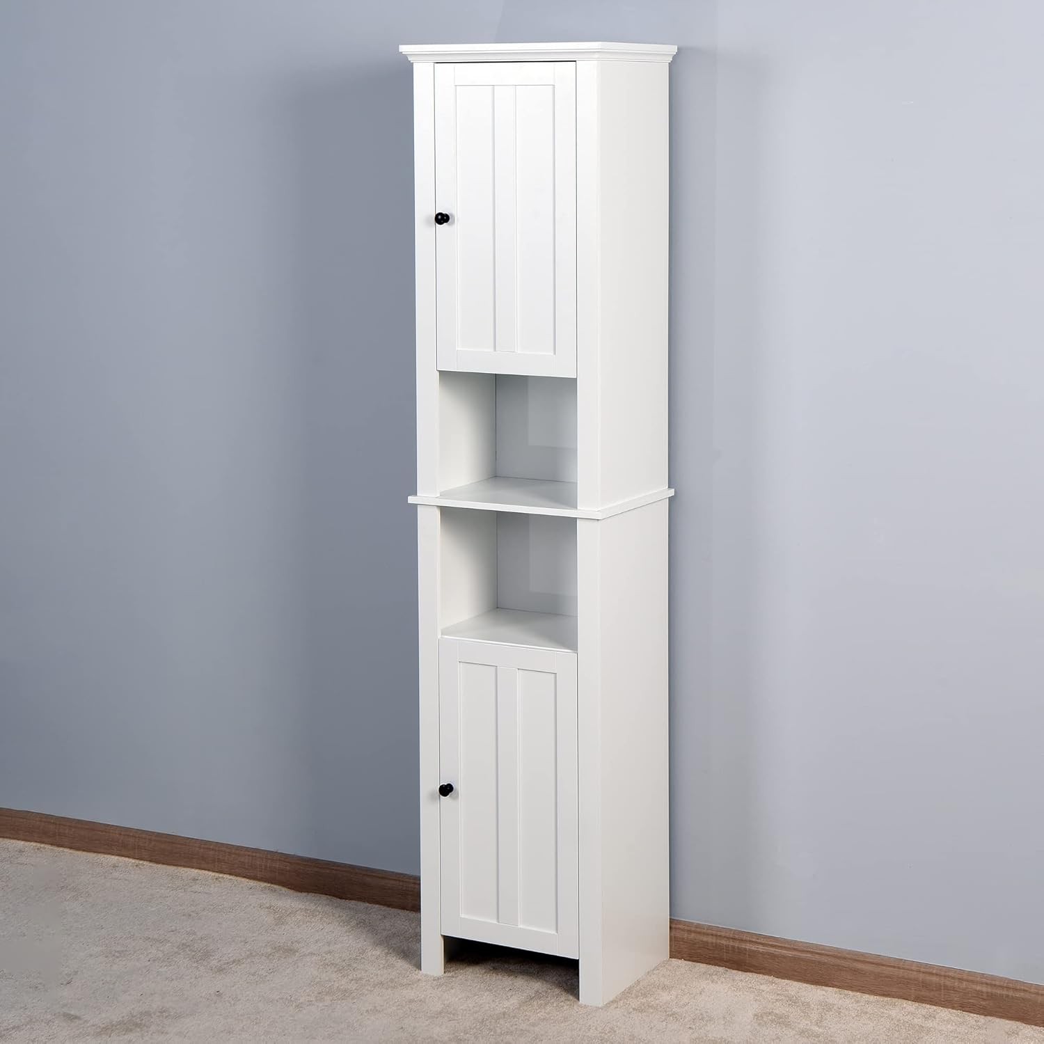 Bathroom Storage Cabinet with Doors and Adjustable Shelves