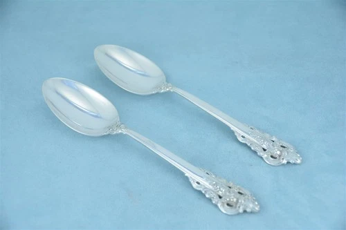 2 Wallace Grande Baroque Sterling 6-7/8" Oval Soup Spoon No Monogram