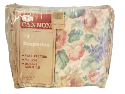 Vintage Cannon Tudor Garden No Iron Pinch Pleated Draperies Read Description