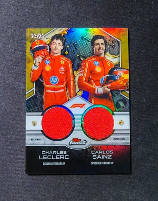 2024 Topps Finest Duos Relics F1 Charles Leclerc Carlos Sainz #FDR-SF Gold /25