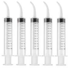 50Pcs JMU 12CC Dental Irrigation Syringe Long Curved Tip with Measurement