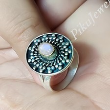Rainbow Moonstone Gemstone 925 Sterling Silver Oxidized Ring For Special Day