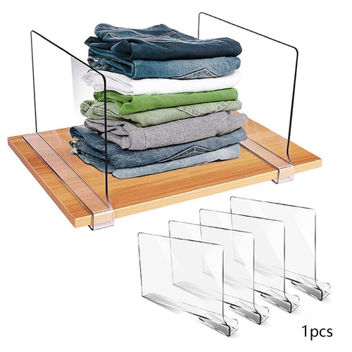 Qivine Séparateur D'étagères Amovibles En Acrylique Transparent Avec 5 Séparateurs Pour Armoire De Chambre à Coucher, Cuisine, Armoires