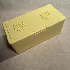 Baby Magic Wipes Yellow Box Plastic Vintage Wipes Holder, Container Empty