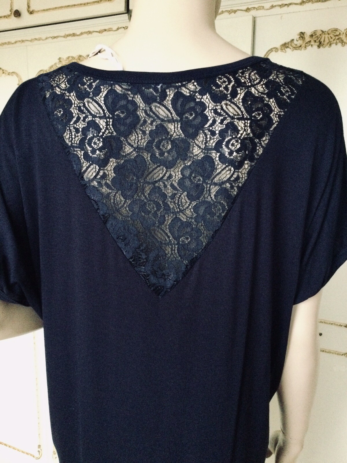 FORESTA BELLA L/XL Oversize Navy Blue Crystal Leaf T Shirt Tunic Top NWT RRP £38 image 8