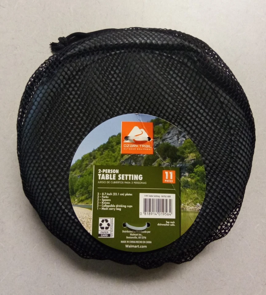 Table Set 2 Person Camp Table Setting Collapsible Cup Ozark Trail Scouts Camping - Image 2 of 3