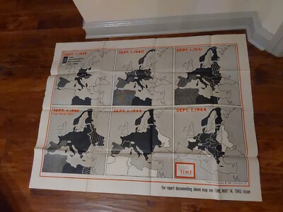 1945 R.M. Chapin Time Magazine WWII Map Axis Expansion/ Losses 1939 ...