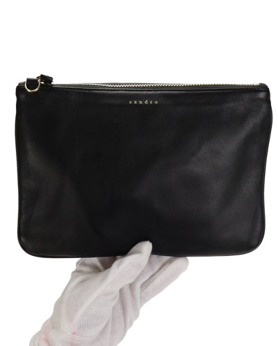 SANDRO Addict Bag Women's One Size Leather Gold Tone Zip Black