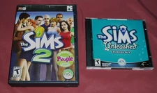 2006 THE SIMS 2 EA GAMES PC CD 2004 THE SIMS UNLEASHED EXPANSION PACK CD LOT NM~