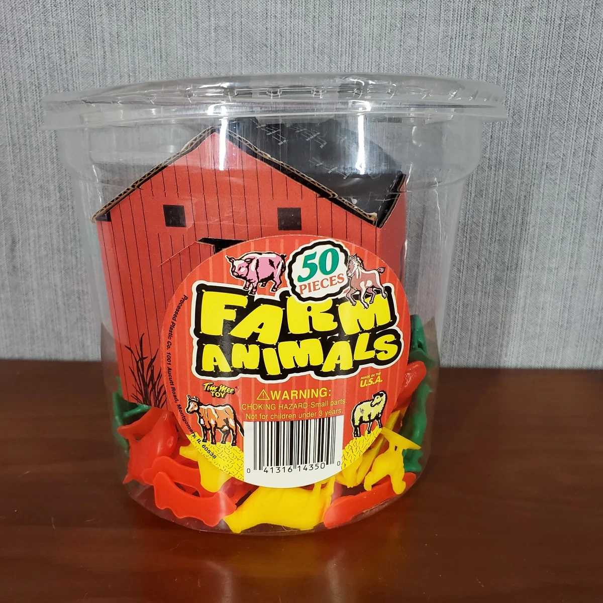 Vtg Tim Mee Toy Farm Animals &amp; Cardboard Barn Bucket 80s 90s Lot of 50+  Pieces | eBay