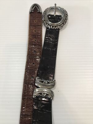 Brighton Marcus Two-Tone Reversible Brown & Black Leather Belt Silver Buckle M/L Marcus Two-Tone Reversible Belt - Brighton main image 4