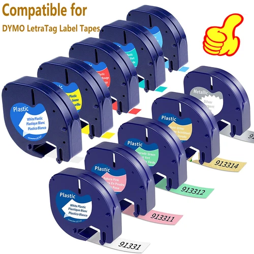 Dymo LetraTag Refill 91331 91332 18771 Plastic Fabric Label Tape 1/2'' LT-100H
