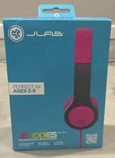 JLab JBuddies Gen 2 Folding Kids Wired Headphones, Pink/Gray