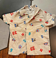 Vintage Kids CARTERS button up polo shirt 18 months striped number bear sport