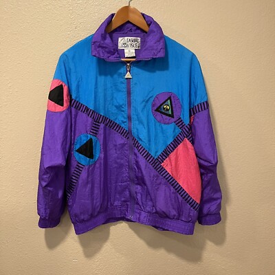Vintage 80s Casual Isle Color Block Geometric Windbreaker Vintage 80s Casual Isle Color Block Geometric Windbreaker