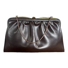 Vintage 1960  s Ande Dark Burgundy Leather Clutch Purse Handbag