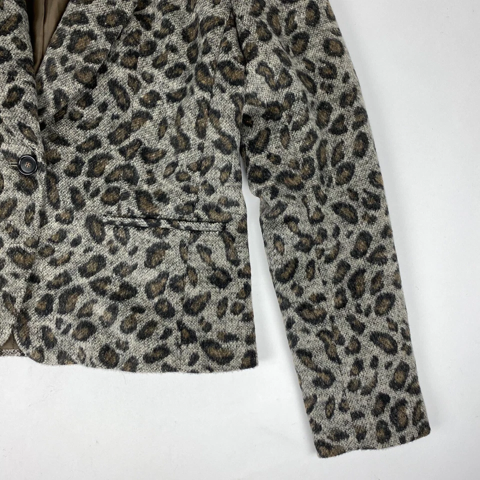 Ann Taylor LOFT S Leopard Cheetah Spotted Animal Print Wool Blend Blazer Jacket - Image 3 of 4