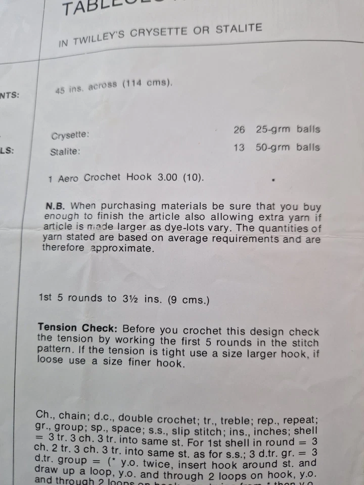 Copy of Crochet pattern for Tablecloth By Twilleys No 6120 - Image 3 of 3