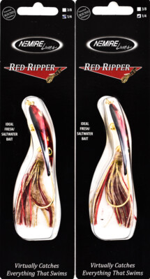 (LOT OF 2) NEMIRE LURES RED RIPPER SKIRTED SPOON NRBRR14-1 1/4OZ RUBY ...