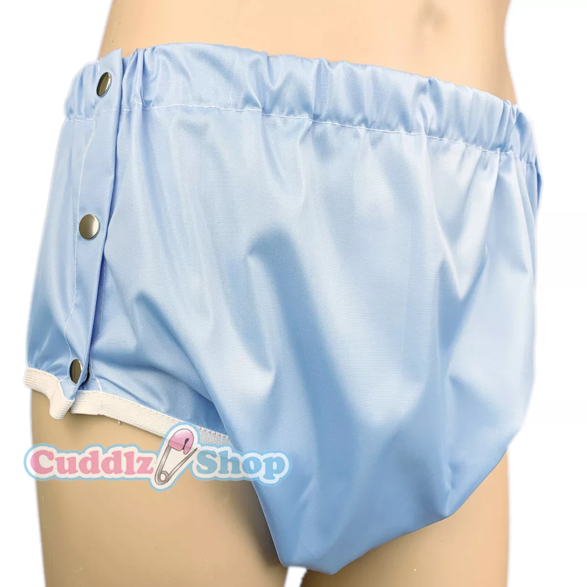 Cuddlz Blue Side Fastening Snap On Crinkle Bum Incontinence Pants